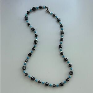 elegant black and blue beaded necklace